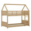 Lit superposé simple au-dessus de simple, structure de lit en bois d'hévéa avec échelle et garde-corps, lit superposé au sol-107391812