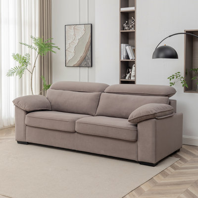 Canapé-lit 2 places, canapé Mid-Century moderne, canapé-lit convertible grand format avec structure en bois et revêtement en polyester, conception escamotable, capacité de 300 lb - peu encombrant pour le salon, gris