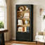 Bibliothèque de 71 po de hauteur avec armoire de rangement à 5 niveaux et portes cannelées
