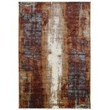 Crittenden Modern Abstract Rust and Blue Area Rug with Short Fringe