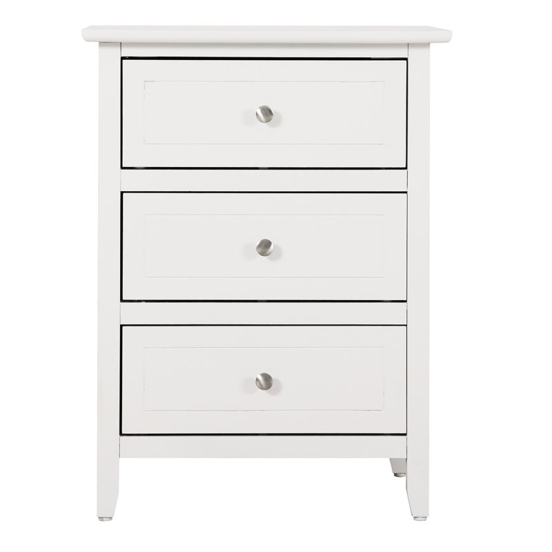 Table de chevet blanche avec 3 tiroirs fonctionnels - H 25 po x l 19 po x P 15 po