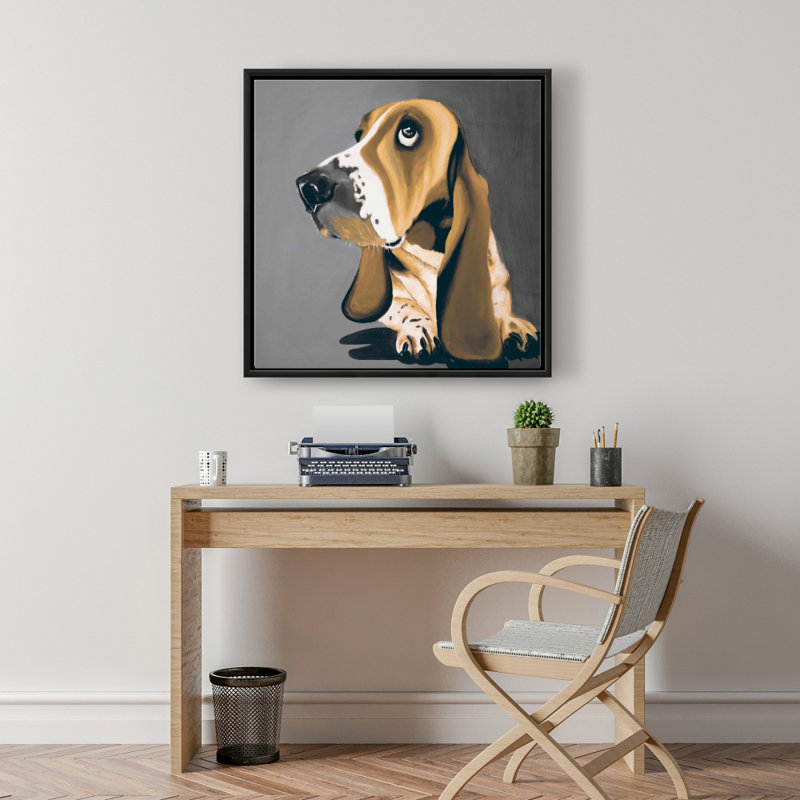Toile dorée Basset Hound Dog | Décoration moderne animal brun