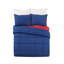 Ensemble de couette réversible en microfibre bleu et rouge uni Peyton pour enfants et adolescents-1037526768
