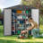 Lockable 6' wide x 4' deep metal storage shed, heavy-duty, large capacity, rust-resistant and waterproof, suitable for outdoor storage, black-88165558