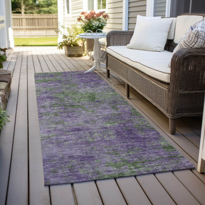 Machine Washable Indoor/Outdoor Christain ACN1361 Purple Rug