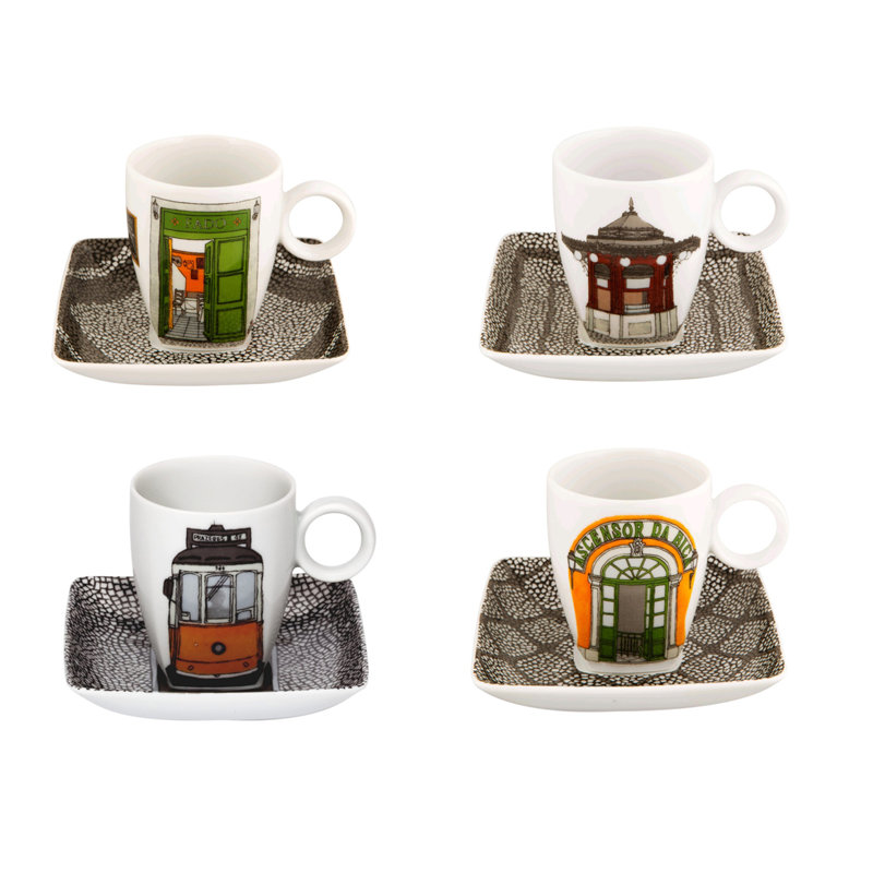 Ensemble 4 pièces tasse à café et soucoupes Alma De Lisboa