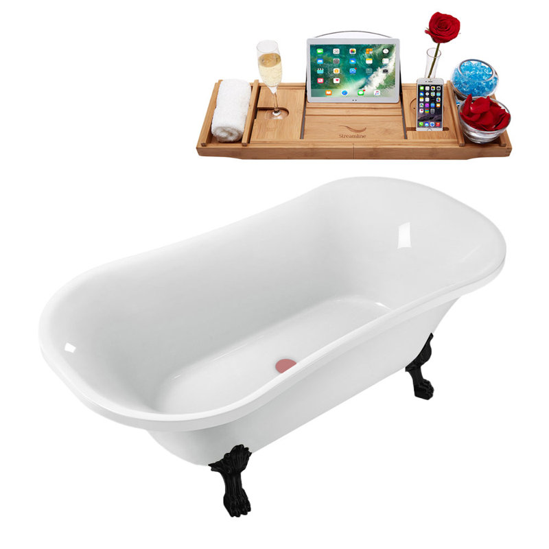 68'' x 33.9'' Soaking Acrylic Bathtub, Matte Black, Matte Pink