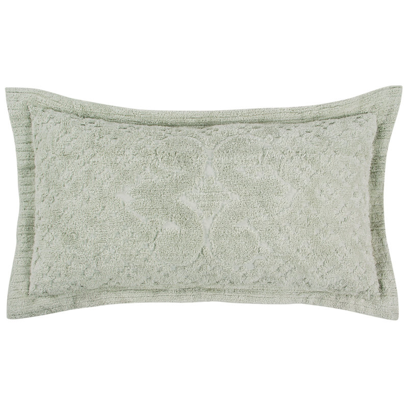 Ashton Collection 100% Cotton Chenille Tufted Pillow Sham, Medallion Design, Soft Breathable, OEKO-TEX Certified, Machine Washable, All-Season, 20" x 36", Sage