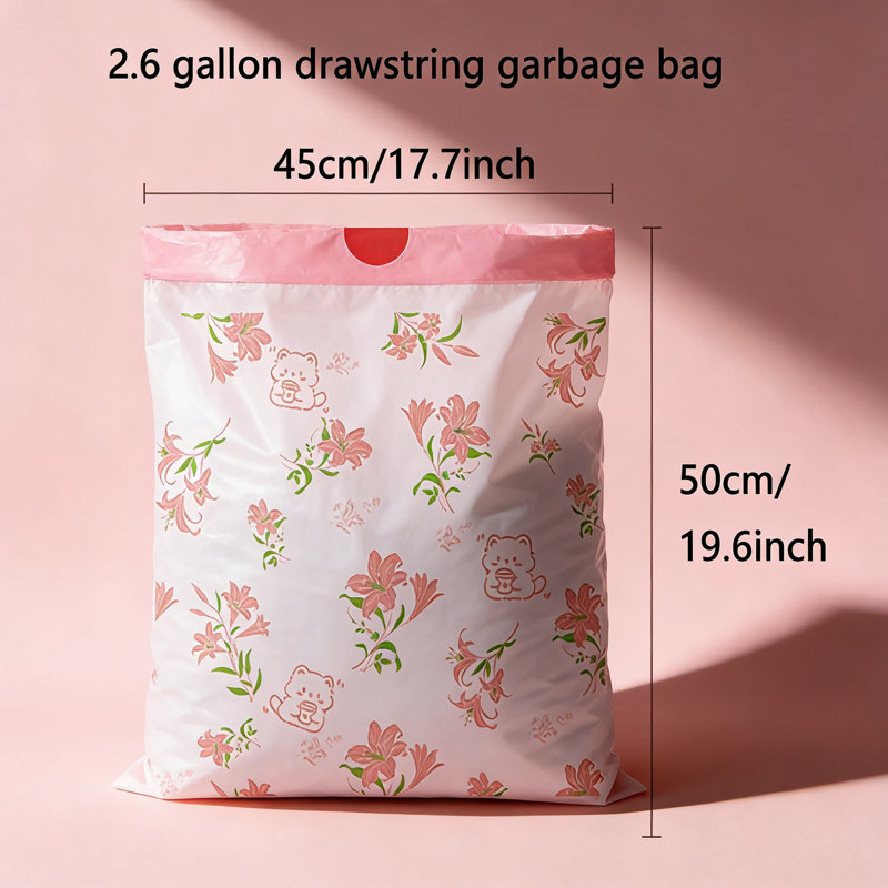 Sac poubelle à cordon de 4 gallons de 156 gallons, résistant aux déchirures, pour les petites poubelles, résistant aux fuites avec un parfum floral pour la salle de bain, le bureau, la cuisine et la chambre à coucher