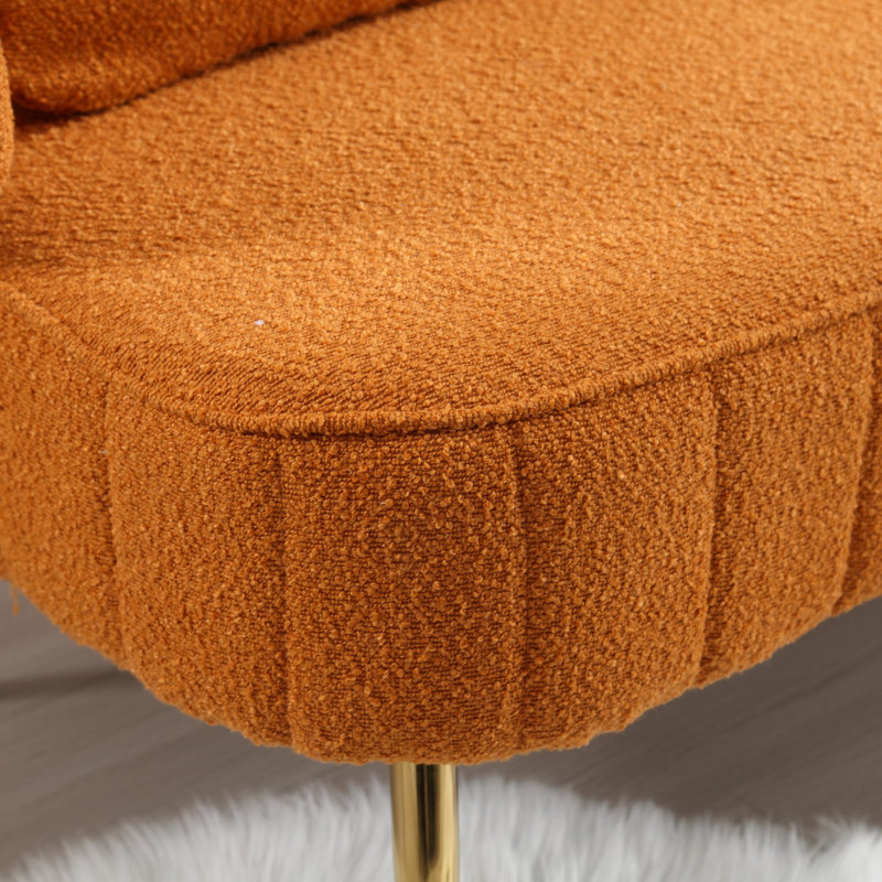 Causeuse en tissu Donneta Boucle, Velours orange