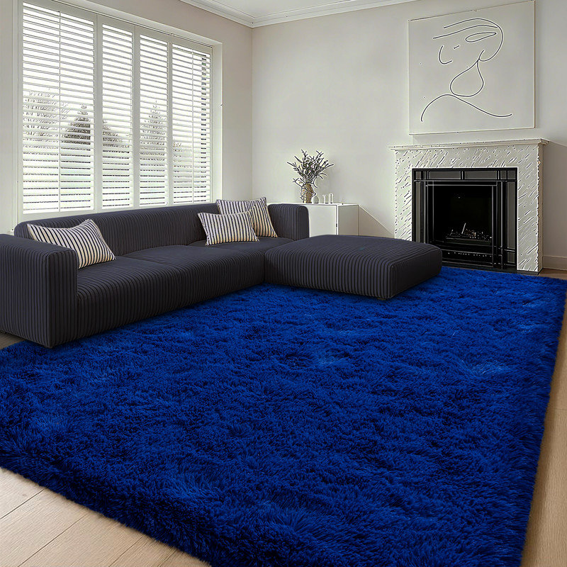 Soft Indoor Rug Blue Non-Slip Design Holiday Decor, Rectangle 4' x 6'