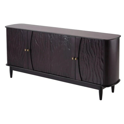 Veney Sleek Black Wood Finished 4 Door Sideboard