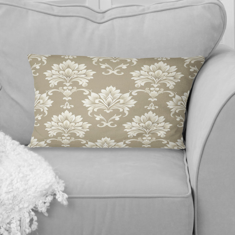 Coussin lombaire beige traditionnel à motif quadrilobe II