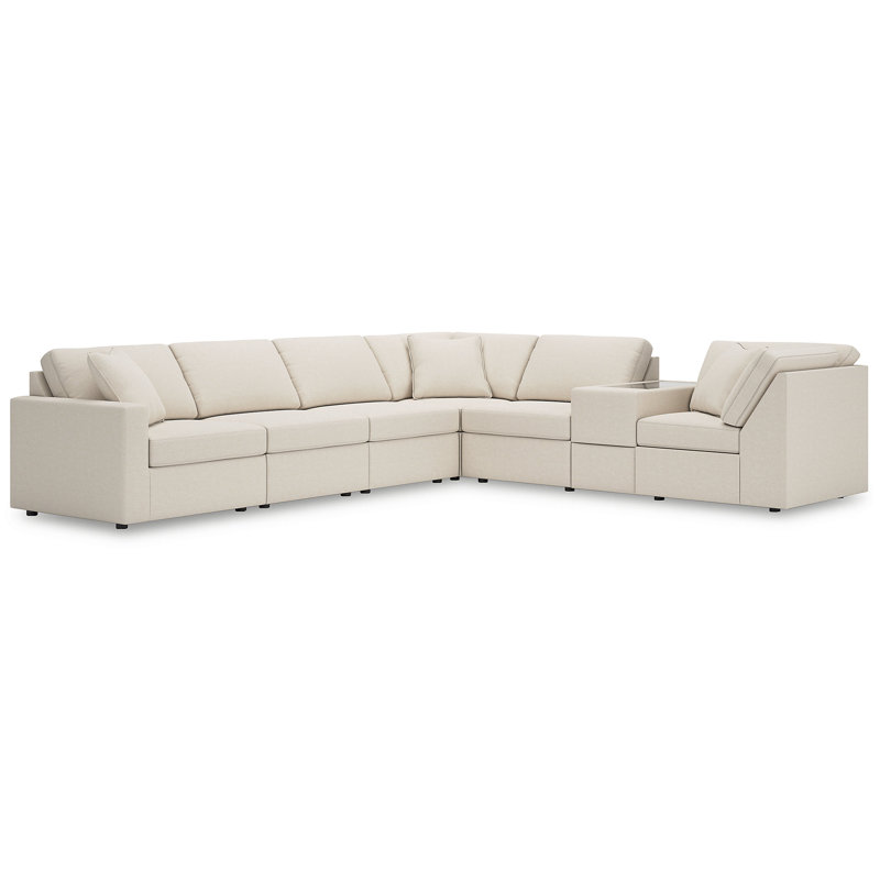 Canapé modulaire 7 pièces avec rangement Chobanyan, Polyester beige