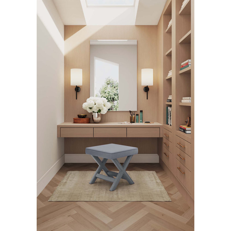 Banc rembourré Abigail Mid-Century, Gris