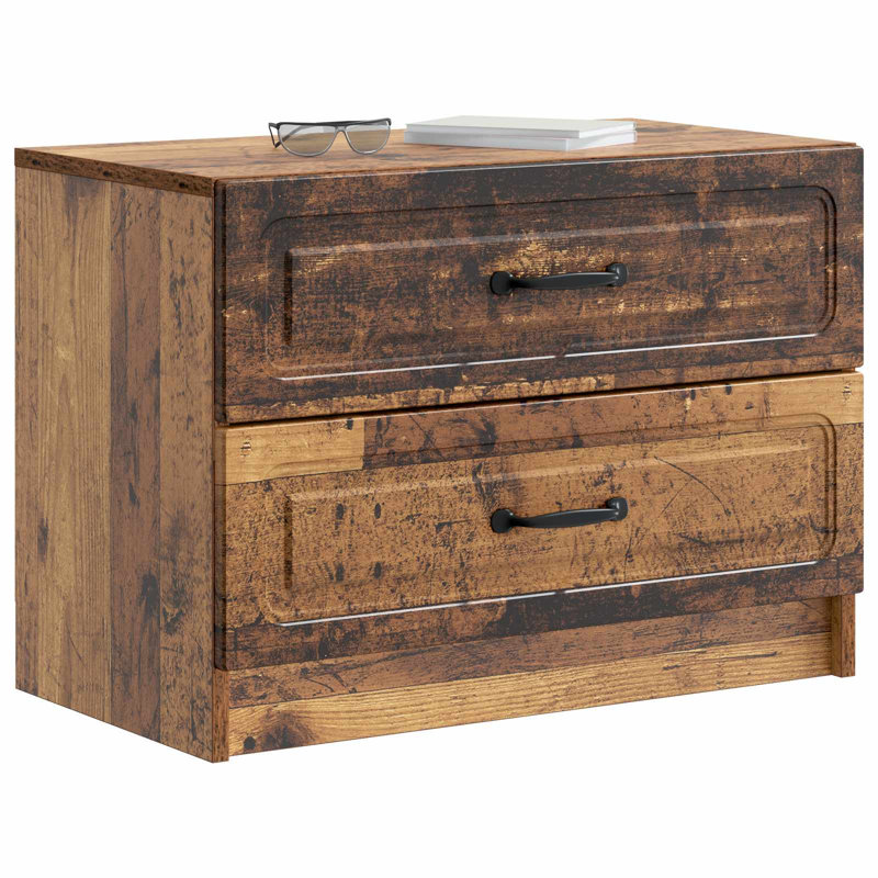 62cm W Manufactured Wood Bedside Table, Old Wood