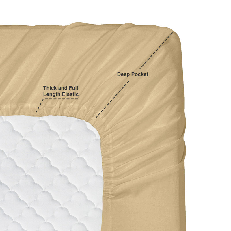 Microfiber Sheet Set, Camel Gold, Short Queen Sheet Set+Fitted Sheet+2 Pillowcases