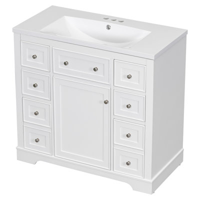 Meuble-lavabo sur pied simple 36 po avec comptoir en céramique Kiden