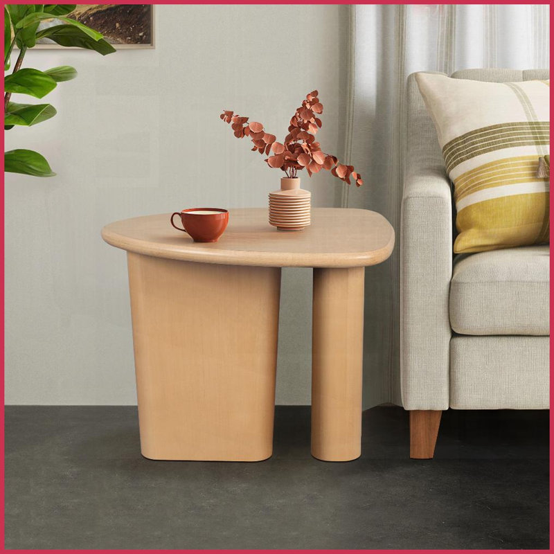 Table basse fuselée en bois naturel - Conception stable à pieds épais pour le salon, assemblage facile en 10 minutes