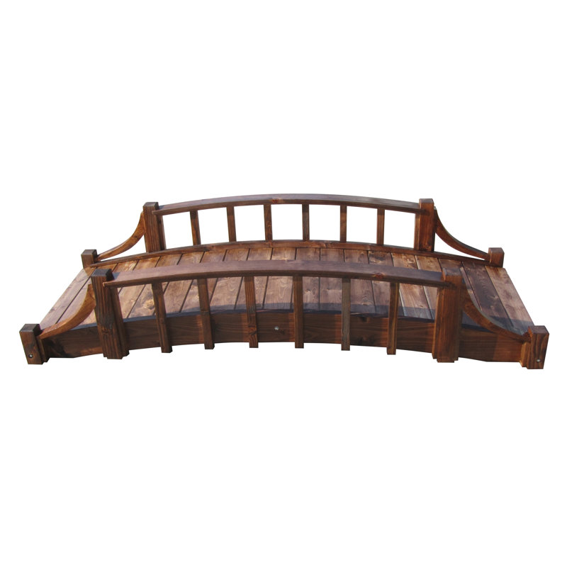 Treated Brown 8-Foot Wood Garden Bridge