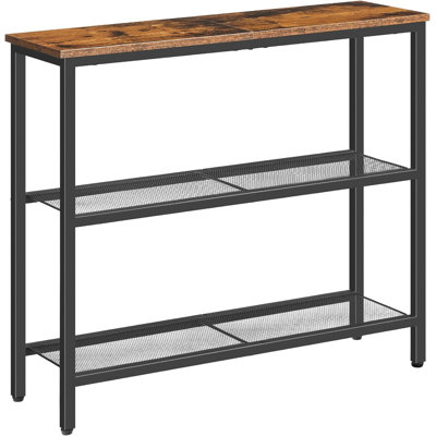 Narrow 3-Tier Industrial Console Table, Rustic Entryway Side Table For Entryway, Living Room, Bedroom
