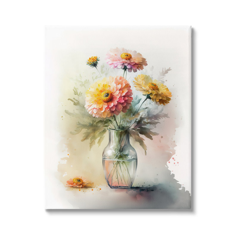 Modern Dahlia Bouquet sur impression sur toile, H 20 po x l 16 po x P 1,5 po