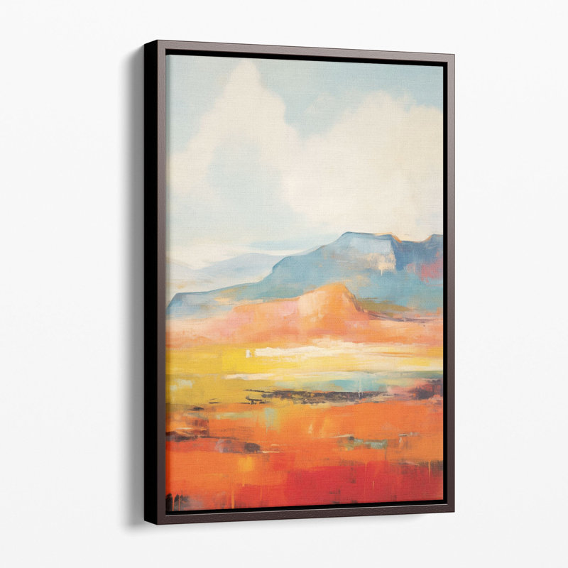 Imprimé abstrait de champs alpins, Toile avec cadre flottant noir, H 12 po x l 8 po x P 1,25 po