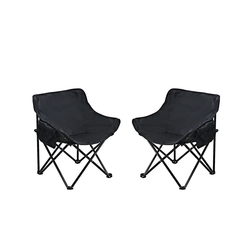 Outdoor Camping Folding/Portable Chairs Set Of 2, Black