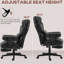 Fauteuil ergonomique réglable avec massage lombaire chauffé, massage par vibration, repose-pieds, microfibre, noir, pour soulager
