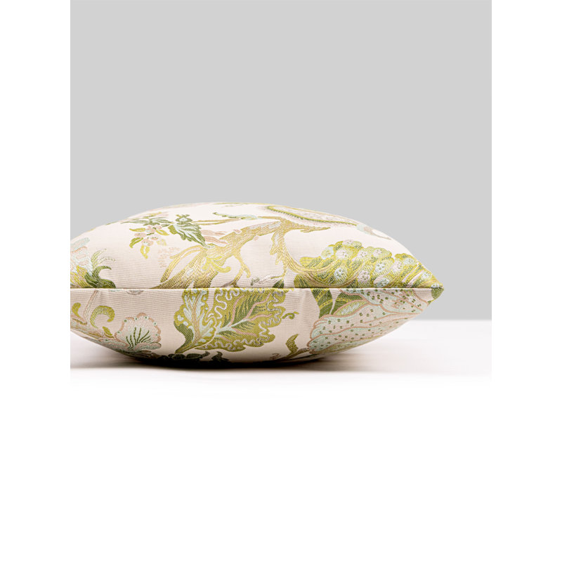 INDIENNE LAMPAS PILLOW, Rectangle 14"H x 22"W, Avocado 