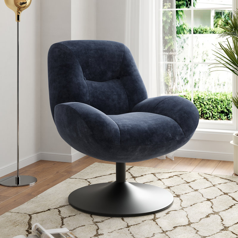 Bilbe Upholstered Boucle Swivel Lounge Chair, Blue