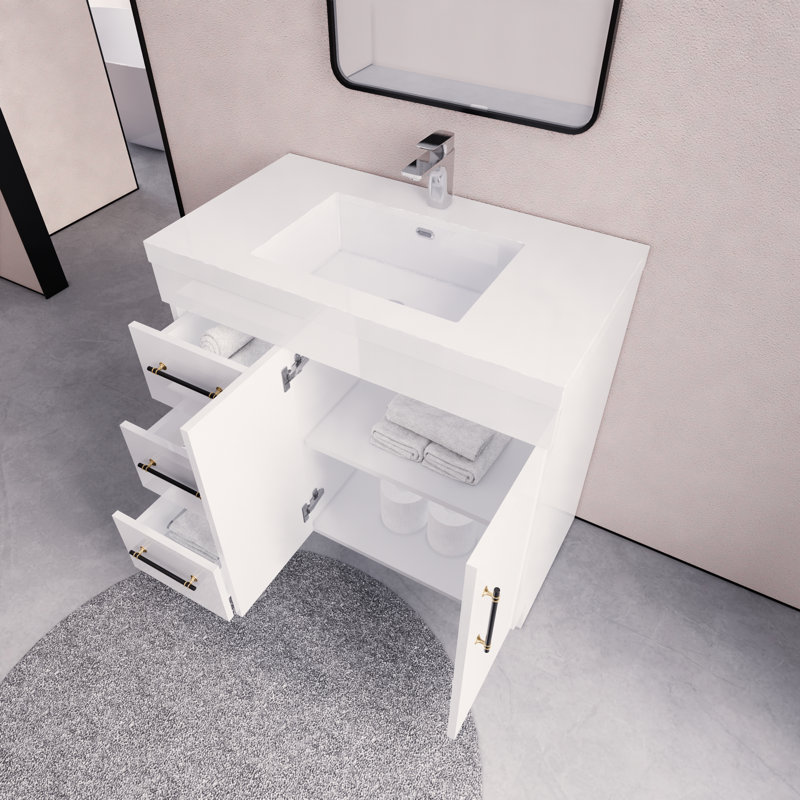 Ensemble de meuble-lavabo simple 36 po Maplesville, Blanc