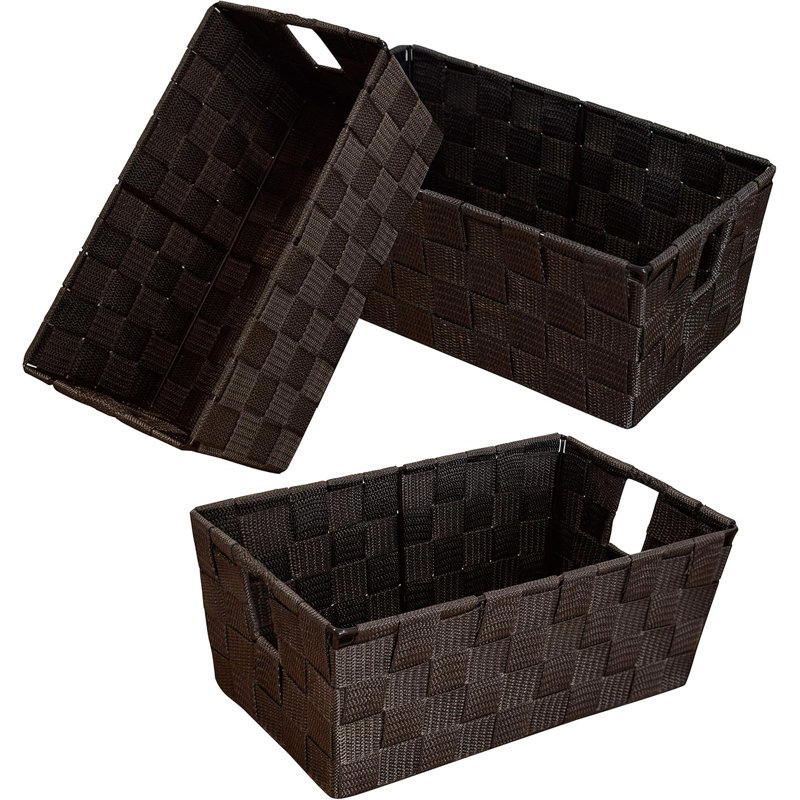 Woven Storage Bins With Built-In Handles, Steel-Reinforced Fabric Organizer Cubes For Home, Office, Closet, And Shelf Organization
