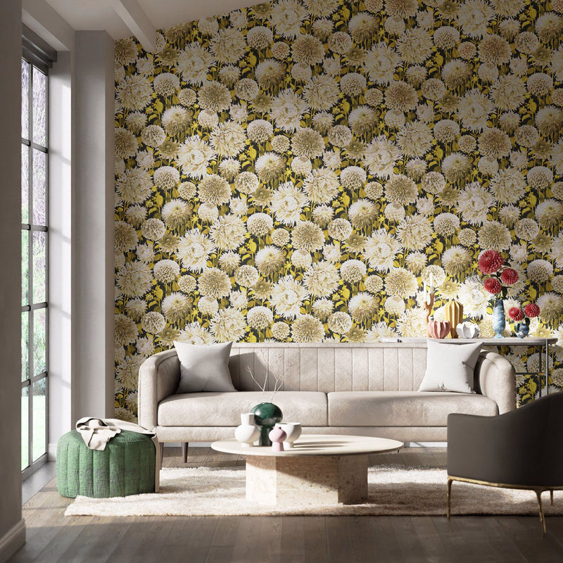 Dahlia 10.05m x 68.6cm Wallpaper Roll, Fig Blossom/Nectar/Black Earth
