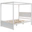 Lit à baldaquin moderne, blanc brossé, capacité de poids de 350 lb, avec 2 tiroirs pour espace de rangement supplémentaire pour lit de commodité, H 71,2 po, construction solide