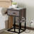 End Table With Charging Station - C Shaped Living Room Side Table With Drawer & Manual - Durable Bedside Table For Tidy Space