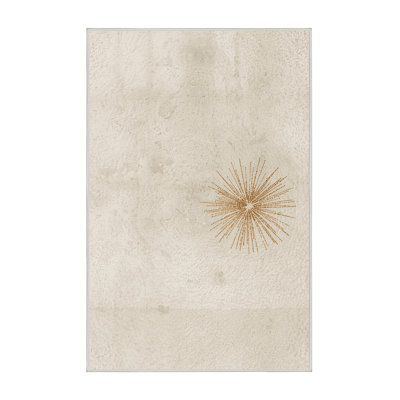 Machine Washable Torresdale New Years Modern & Contemporary Abstract Rug in Beige – White Binding