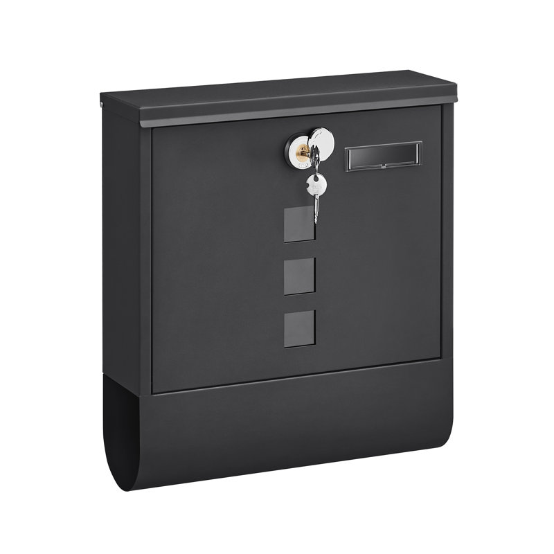 Lenka Steel Post Mounted Post Box, Black, 13.3'' H x 12.1'' W x 3.9'' D