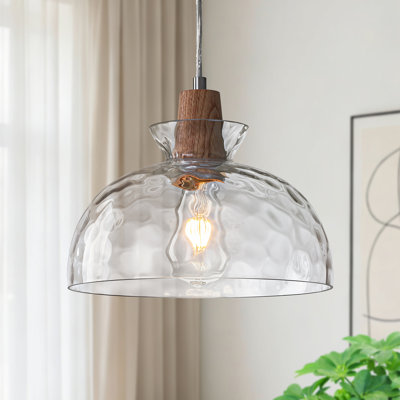 Amaurie 1-light Modern Hammered Ripple Glass Pendant