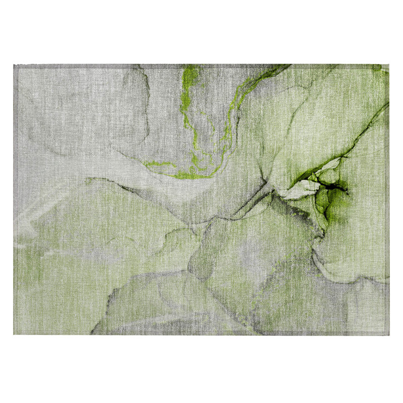 Tapis extérieur lavable et antidérapant abstrait 2 pi x 3 pi vert