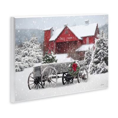 Winter Wagon & Barn Canvas by Lori Deiter