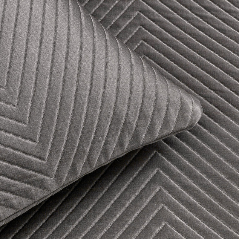 Herringbone Square Pillow Cover & Insert, Slate Gray