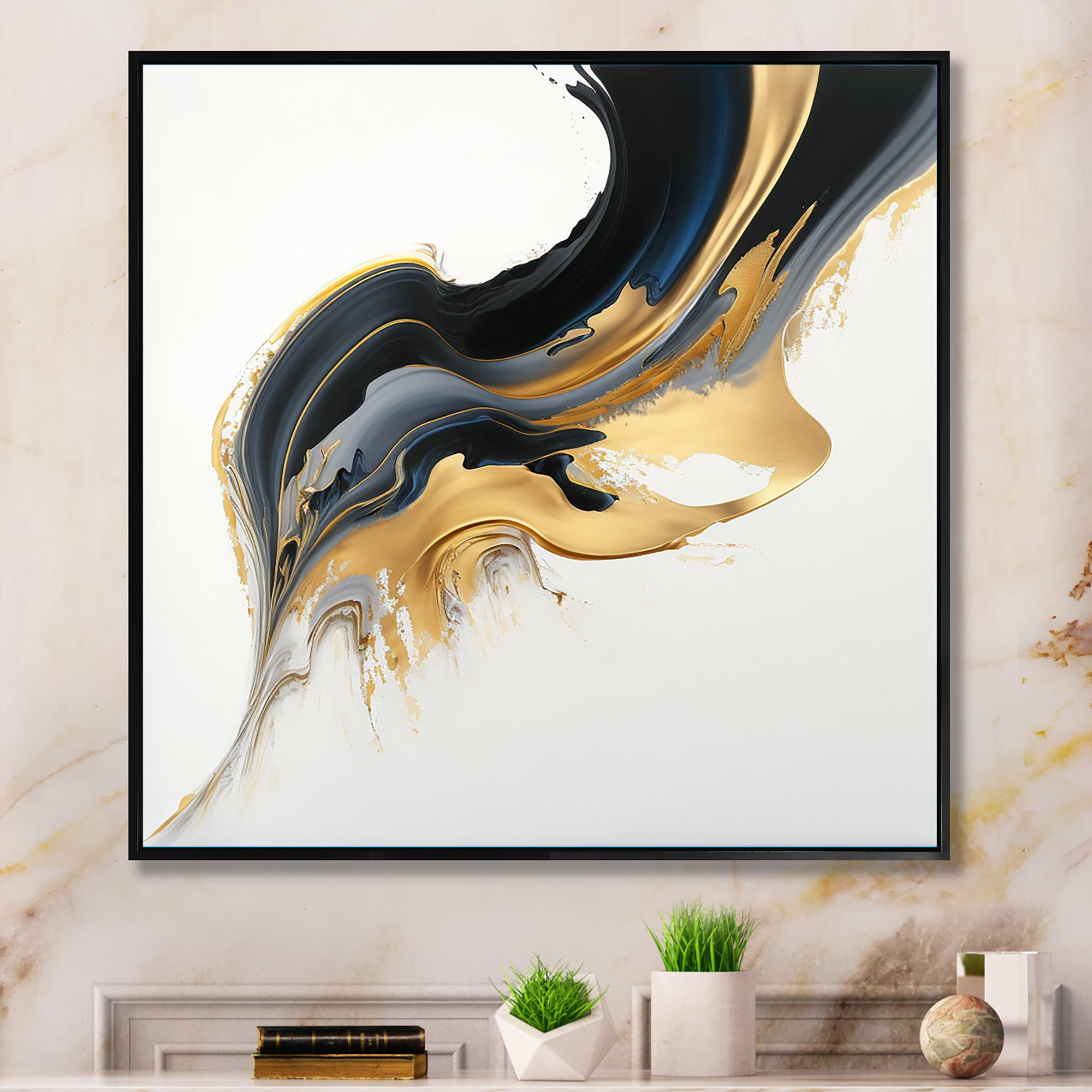 Black and Yellow Circle Abstract 1 - Wrapped Canvas Graphic Art Willa Arlo Interiors Size: 30 H x 30 W x 1.25 D