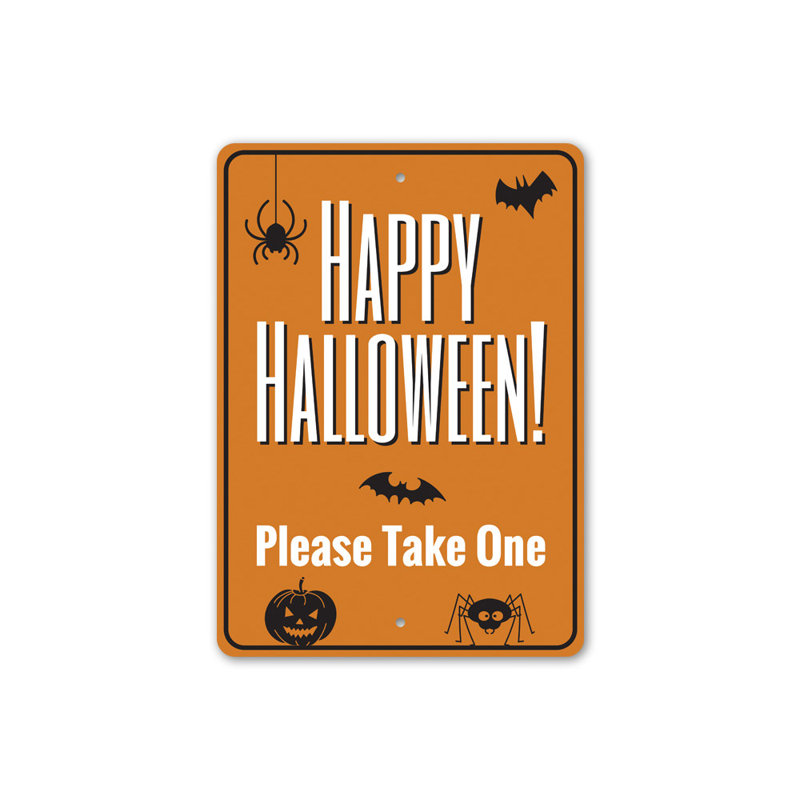 Panneau d'Halloween en aluminium, H 14 po x l 10 po x P 0,04 po