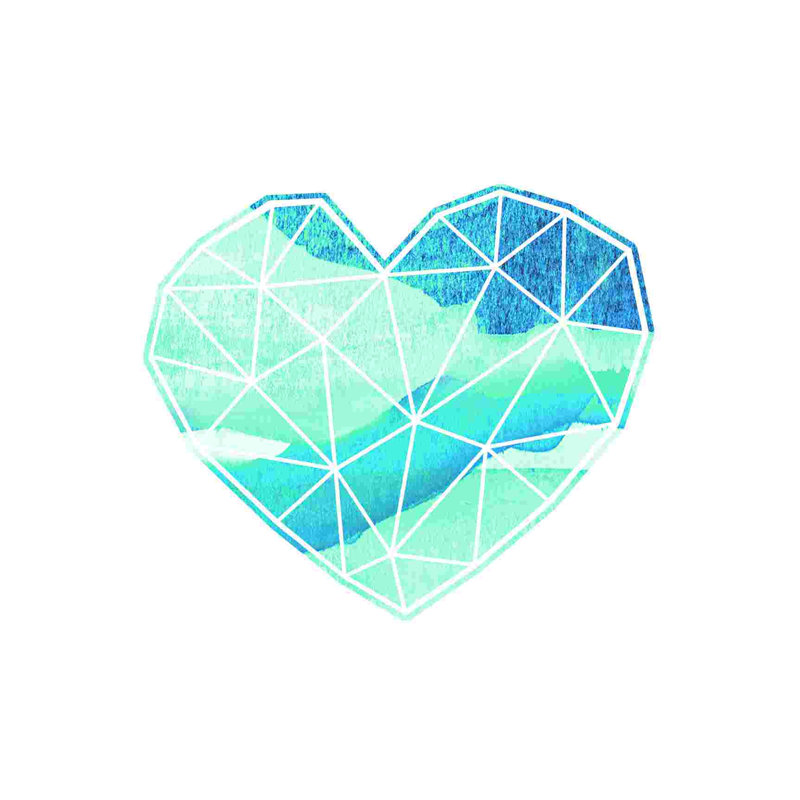 Cœur géométrique bleu, H 12 po x l 12 po