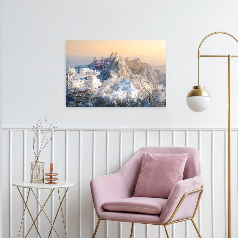 «Winter Mountain Fortress Dramatic Serene Abstract Landscape Mountain», reproduction d'art murale, H 24 po x l 36 po