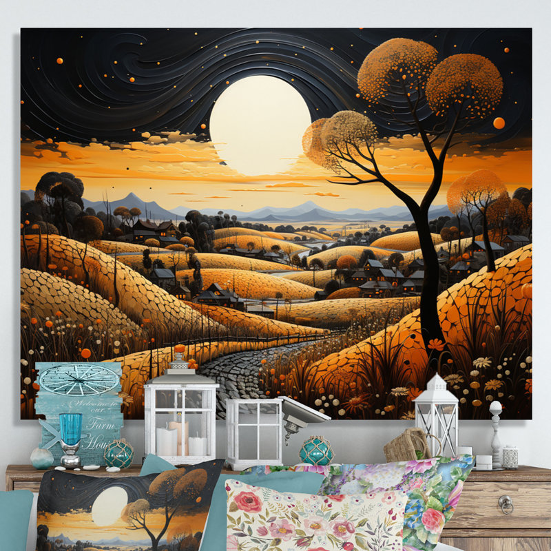 Farm Golden Harvest Pointillism V, H 12 po x l 20 po x P 1 po, Toile tendue