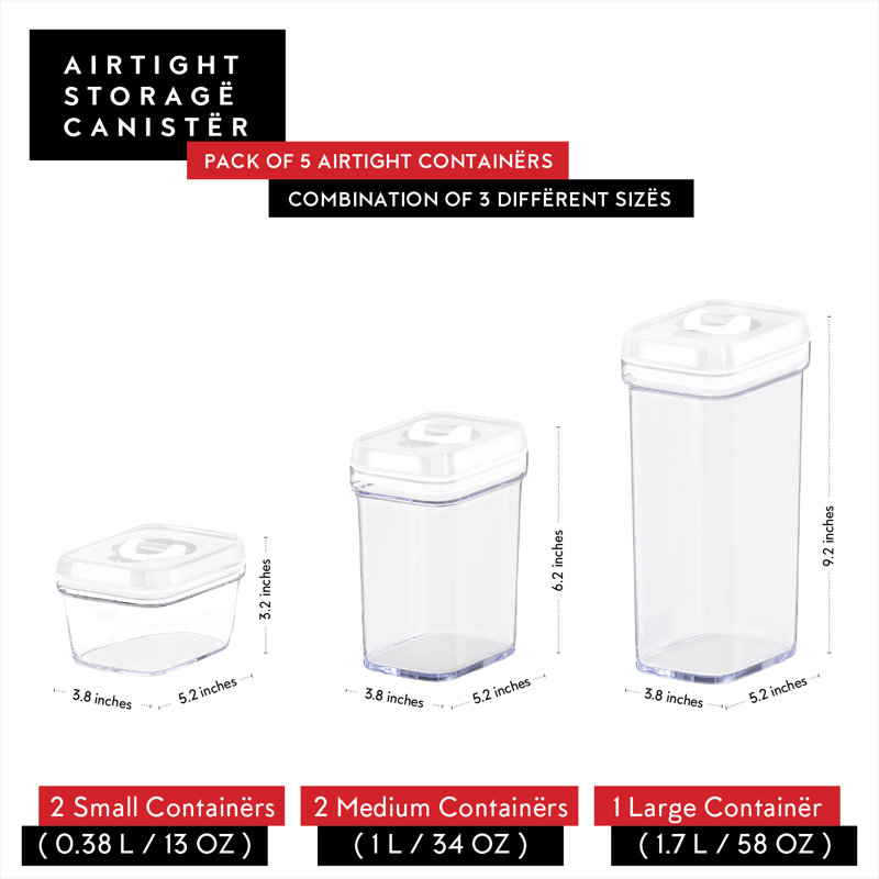 Airtight Food Storage Containers Set with Lids, White