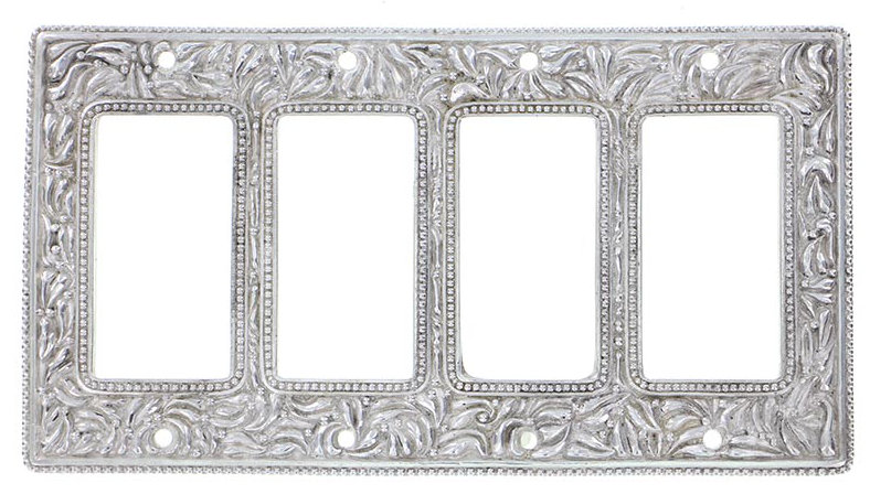 San Michele 4-Gang Rocker Wall Plate, Polished Silver