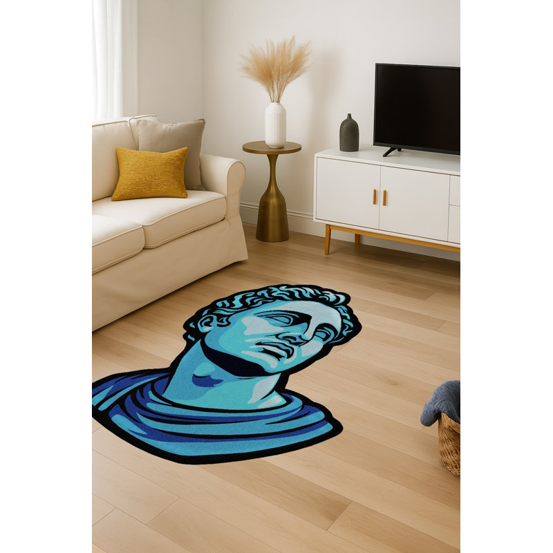 Tapis bleu Mosso, 3'11" x 3'11"